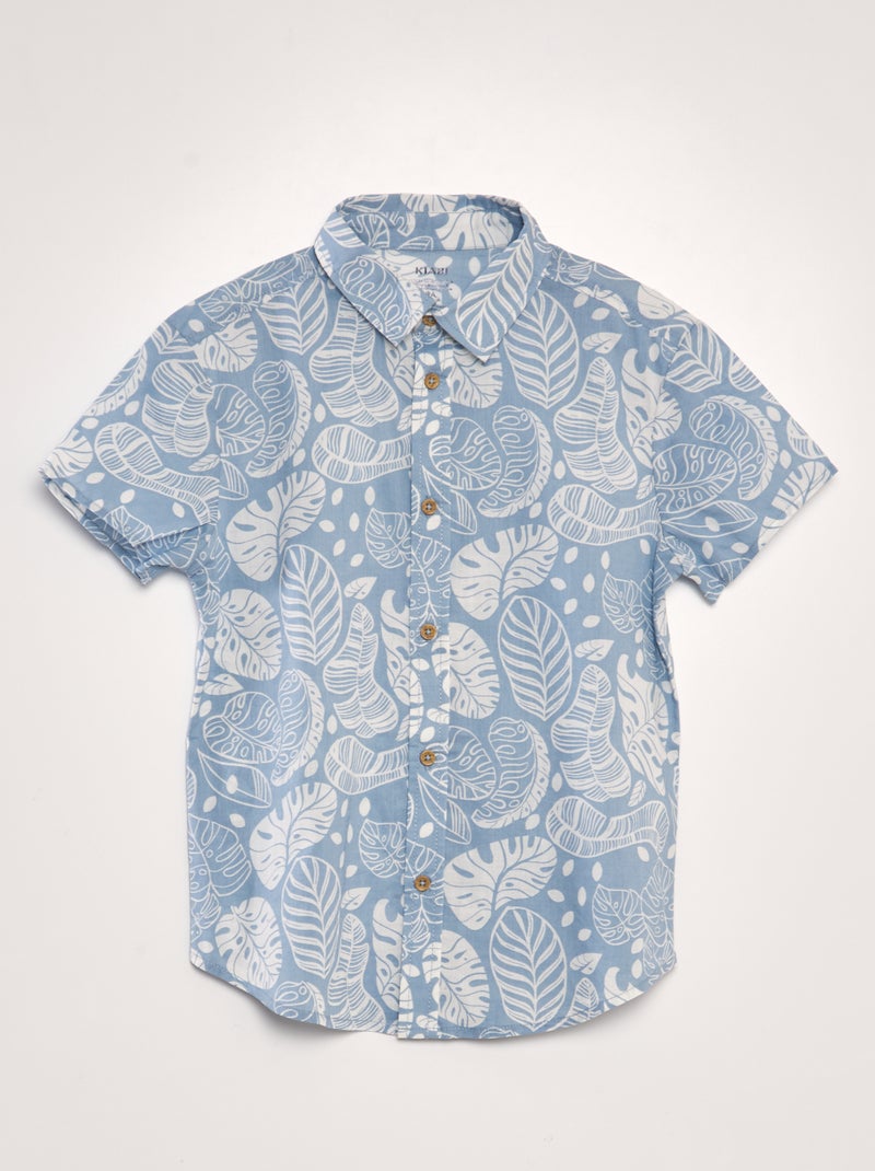 Camisa estampada de manga corta AZUL - Kiabi