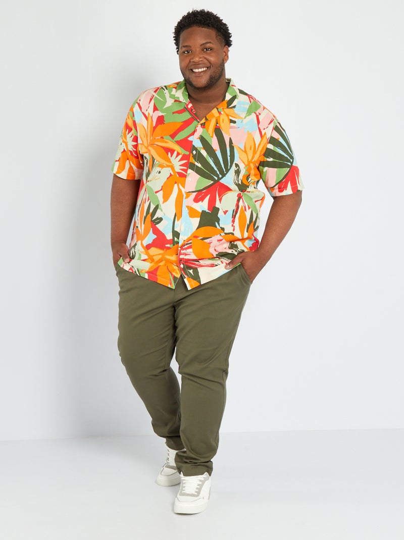 Camisa estampada de manga corta NARANJA - Kiabi