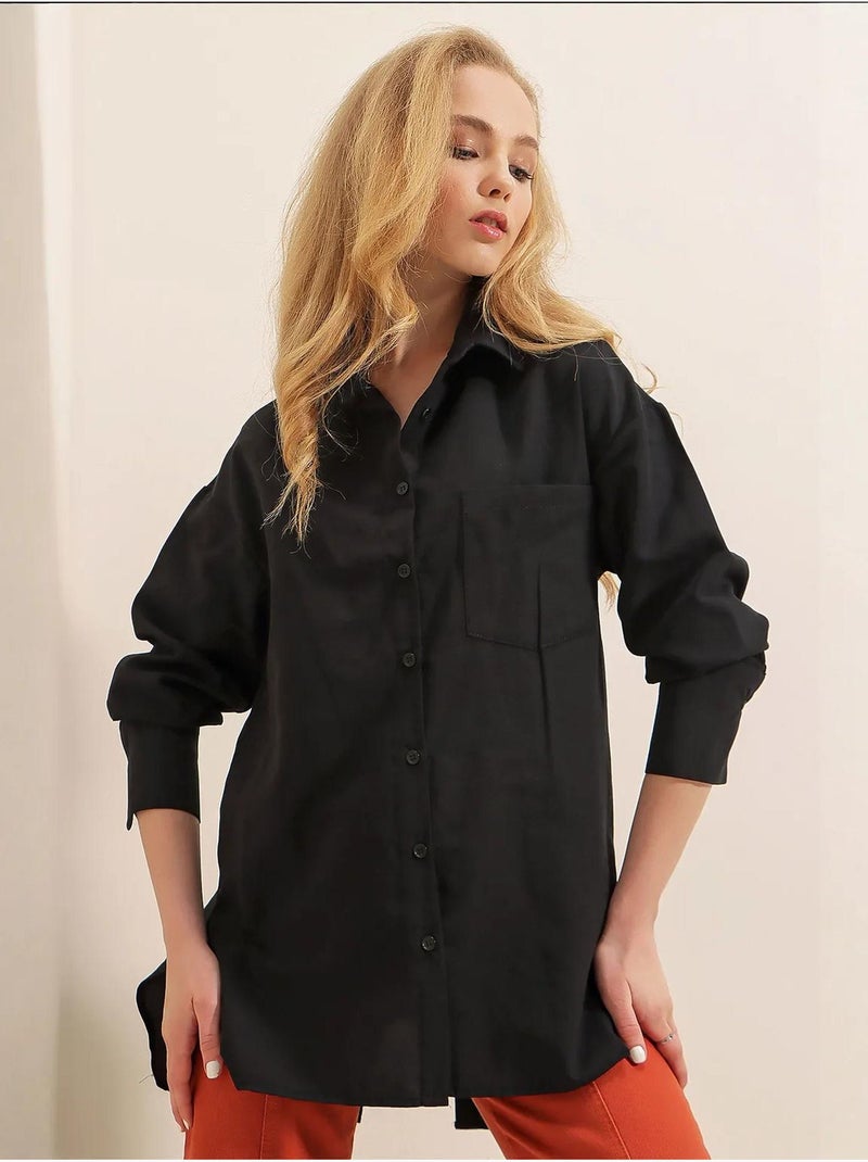 Camisa estilo boyfriend con botones en la espalda bdart Negro - Kiabi