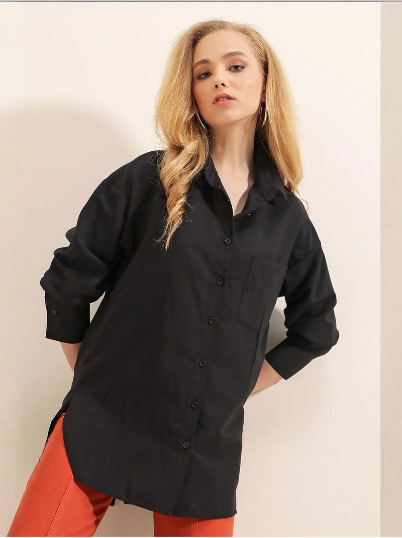 Camisa estilo boyfriend con botones en la espalda bdart Negro - Kiabi