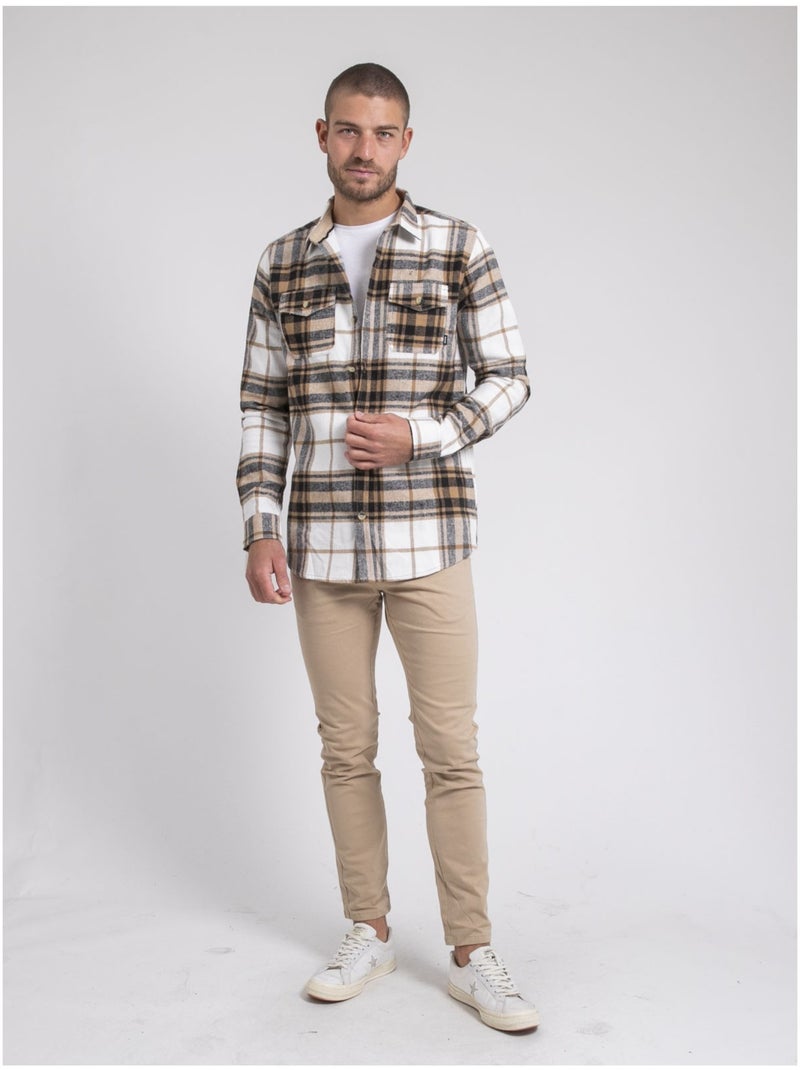 Camisa exterior de manga larga a cuadros TOMARCUS Beige - Kiabi