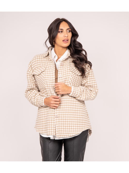 Camisa exterior pied de poule UVEL - Kiabi