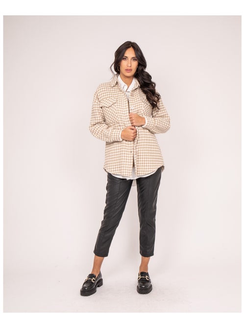 Camisa exterior pied de poule UVEL - Kiabi