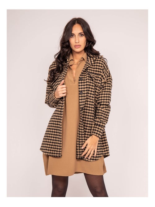 Camisa exterior pied de poule UVEL - Kiabi
