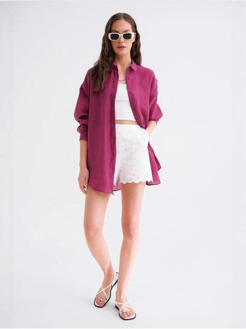Camisa extragrande de tul con cierre de botones mixray - Kiabi Camisa extragrande de tul con cierre de botones mixray - Kiabi