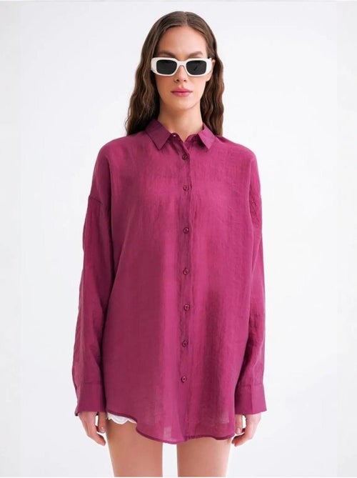 Camisa extragrande de tul con cierre de botones mixray - Kiabi Camisa extragrande de tul con cierre de botones mixray - Kiabi