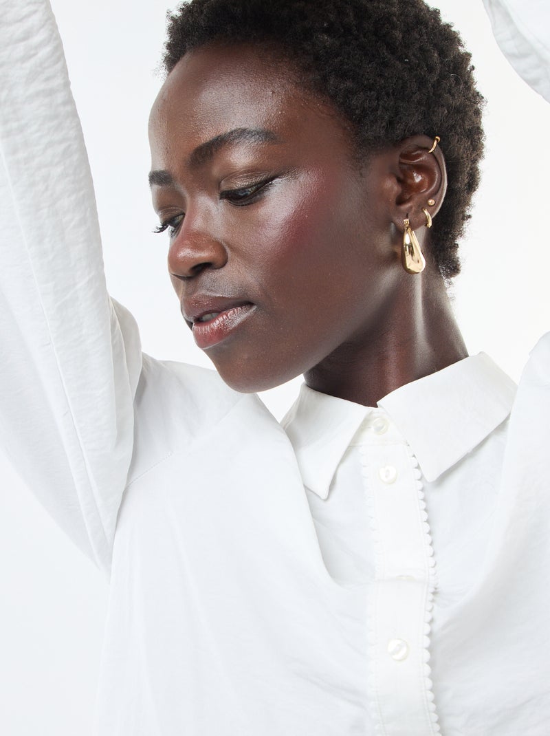 Camisa fluida con detalles originales en los bordes de la tapeta de botones Blanco - Kiabi