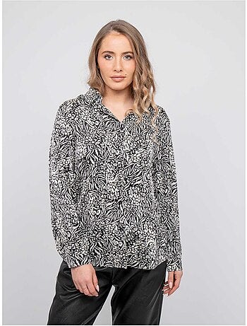 Camisa fluida con estampado animal blanco y negro ophir