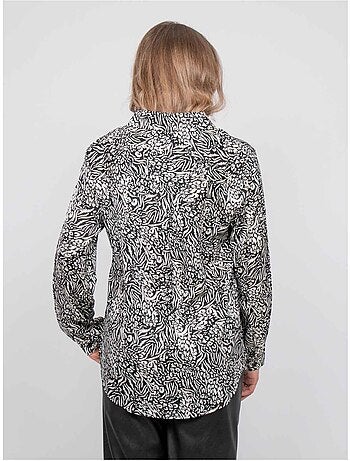 Camisa fluida con estampado animal blanco y negro ophir