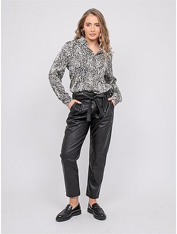 Camisa fluida con estampado animal blanco y negro ophir