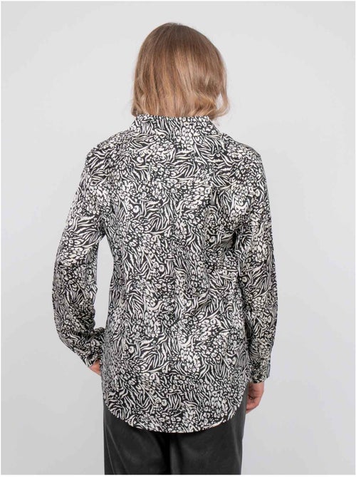 Camisa fluida con estampado animal blanco y negro ophir - Kiabi