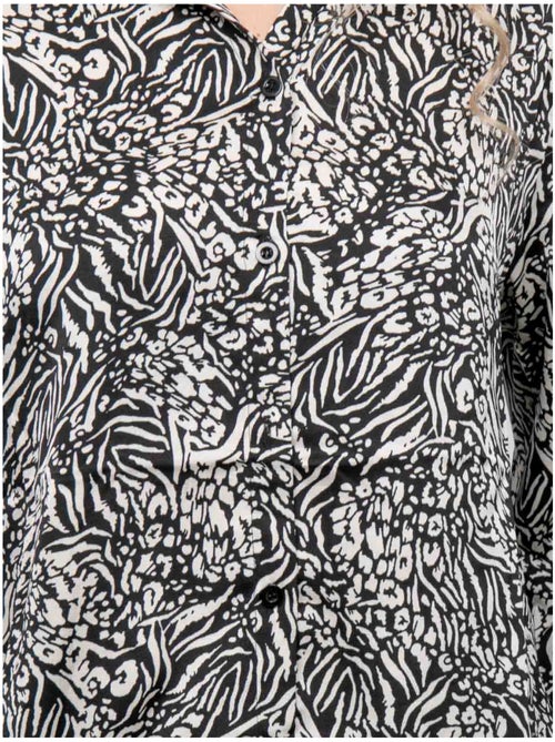 Camisa fluida con estampado animal blanco y negro ophir - Kiabi