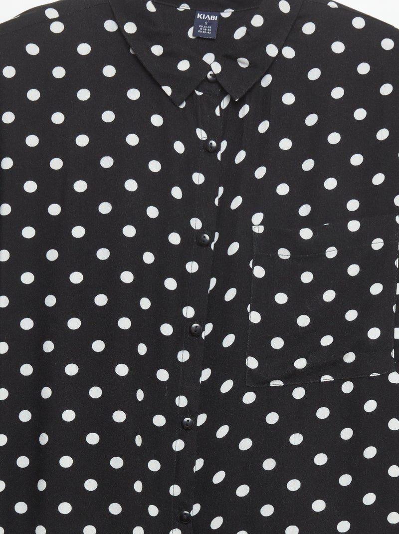 Camisa fluida estampada - colección fácil de poner NEGRO - Kiabi