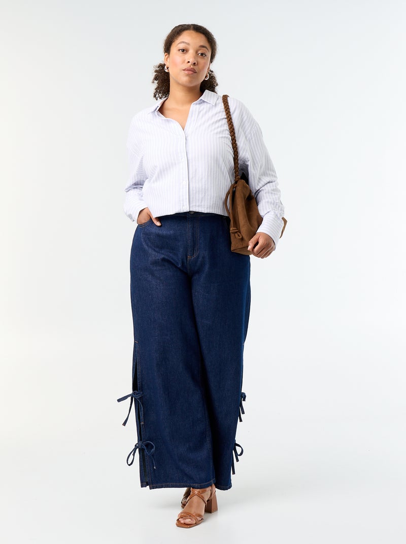 Camisa fluida oxford de rayas Azul - Kiabi