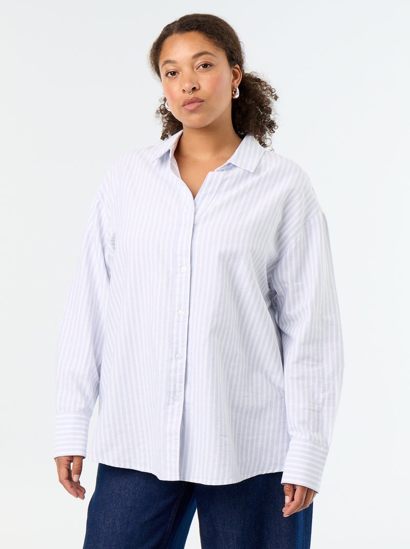Camisa fluida oxford de rayas Azul - Kiabi