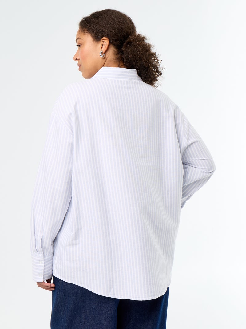 Camisa fluida oxford de rayas Azul - Kiabi