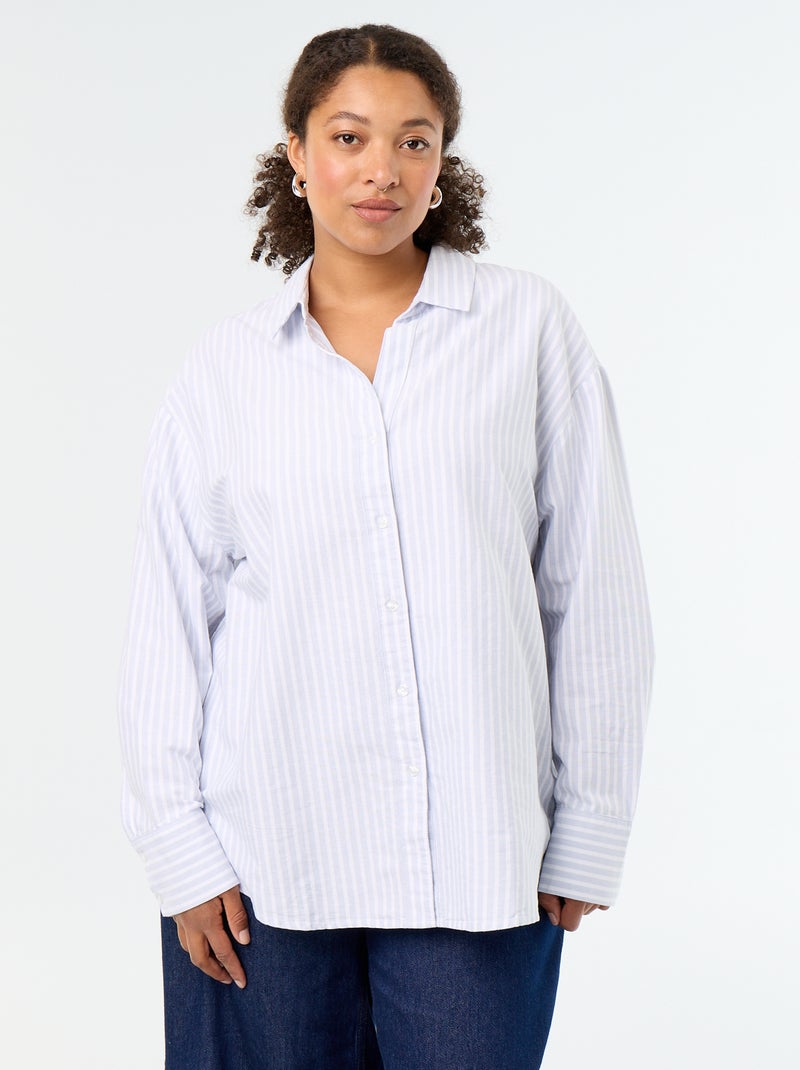 Camisa fluida oxford de rayas Azul - Kiabi