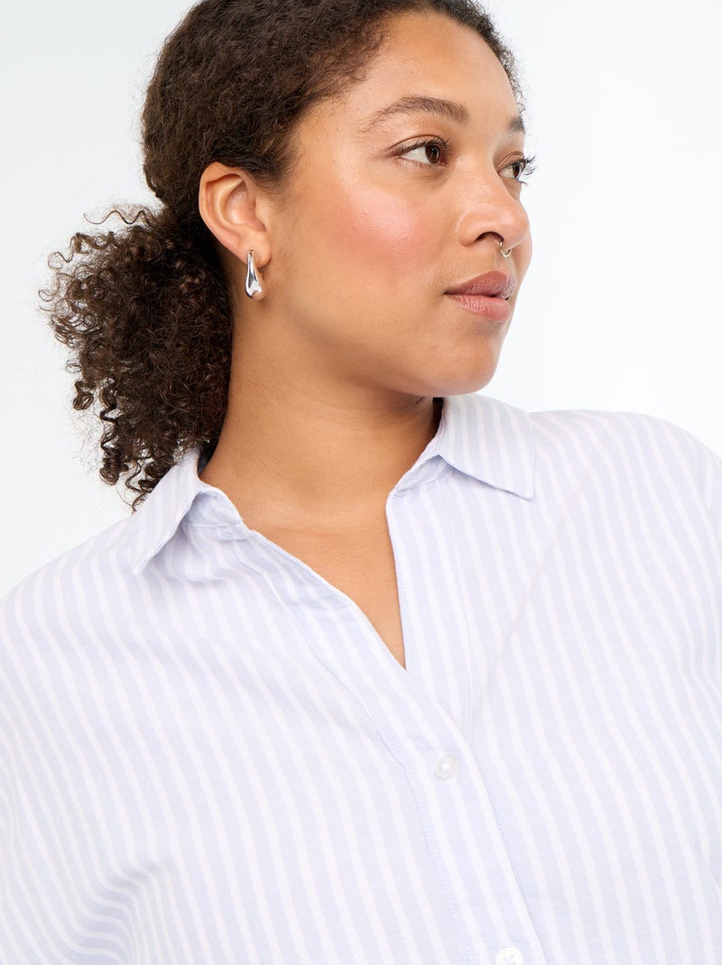 Camisa fluida oxford de rayas Azul - Kiabi