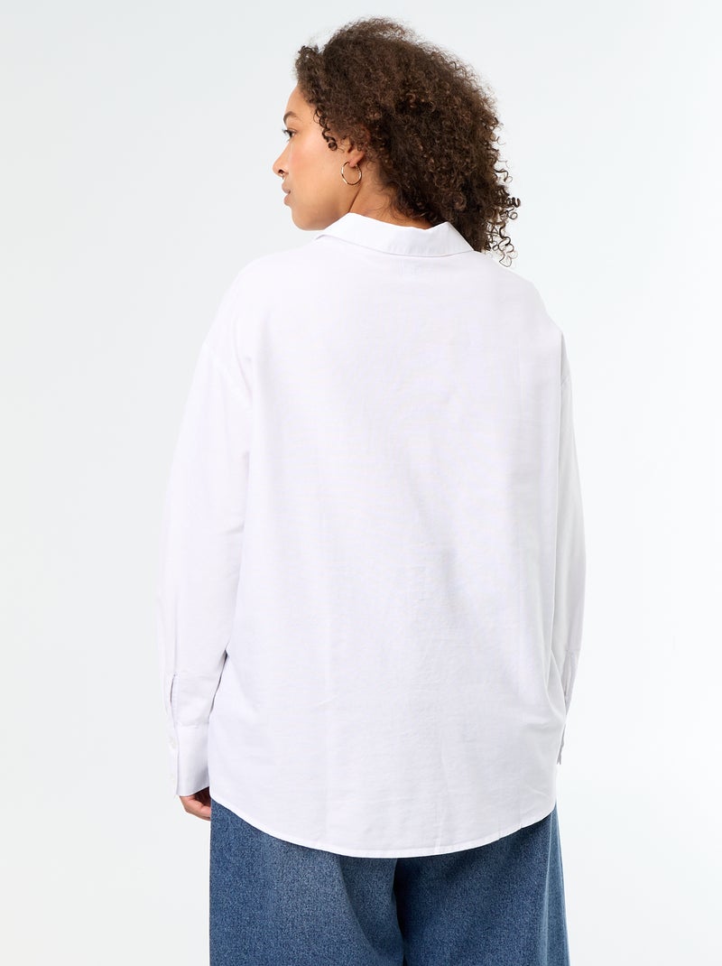 Camisa fluida oxford lisa Blanco - Kiabi
