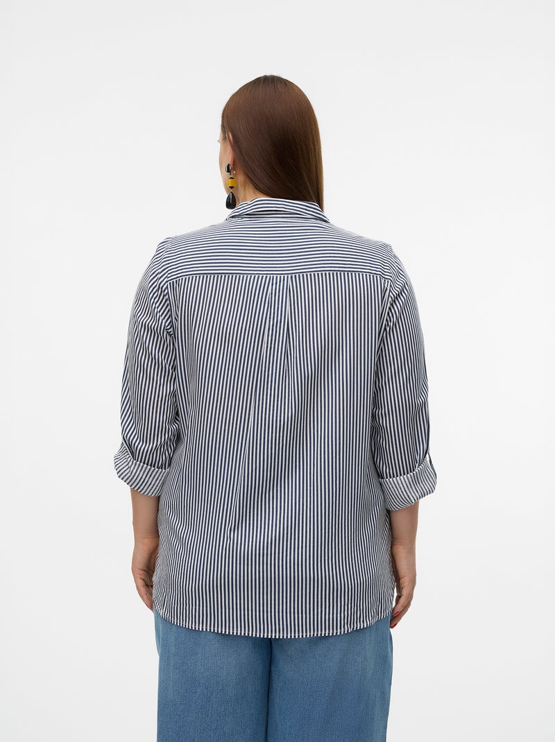 Camisa fluida 'Vero moda curve' con mangas remangables Azul - Kiabi