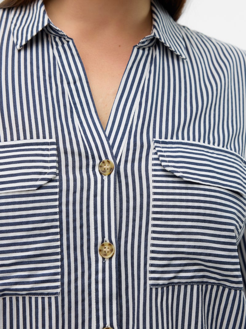 Camisa fluida 'Vero moda curve' con mangas remangables Azul - Kiabi