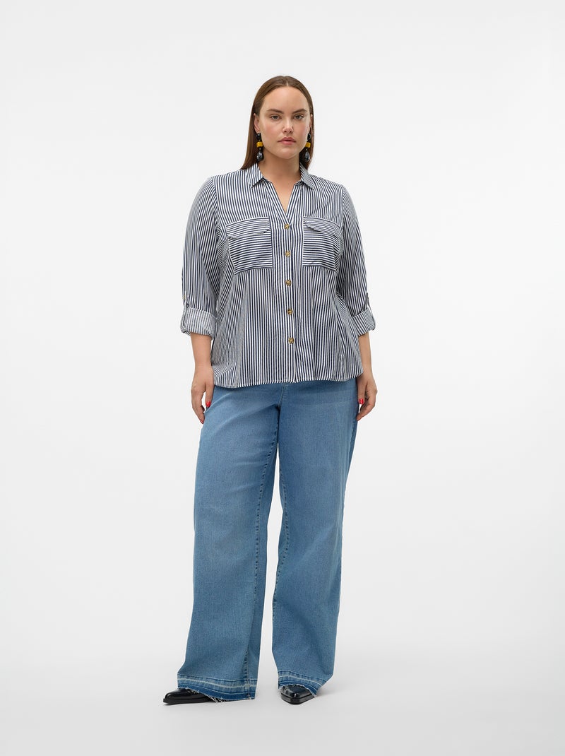 Camisa fluida 'Vero moda curve' con mangas remangables Azul - Kiabi