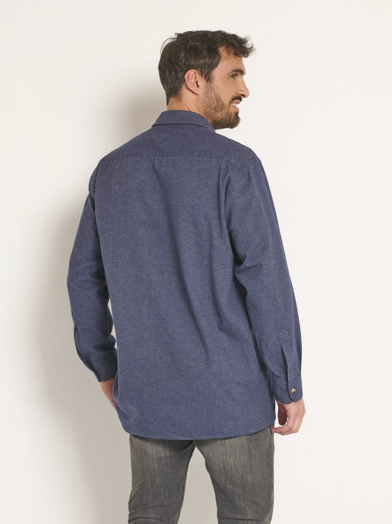 Camisa franela calentita lisa - Afibel Azul marino - Kiabi