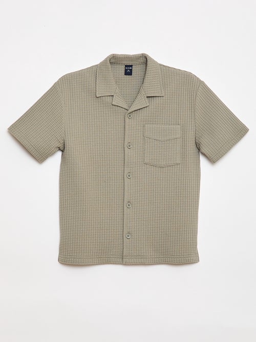 Camisa gofrada lisa - Kiabi