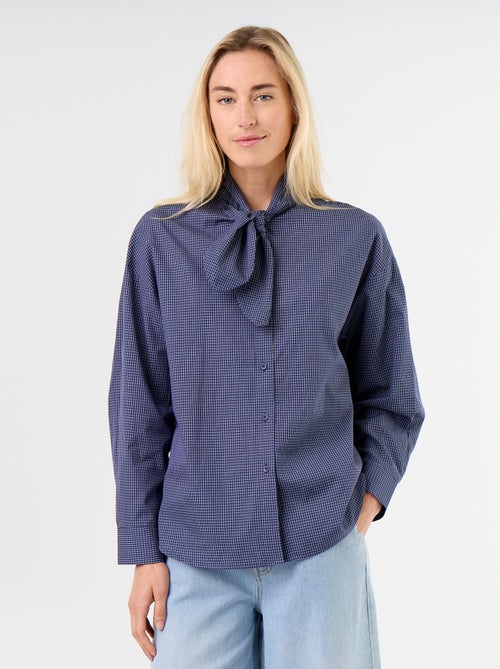 Camisa holgada de manga larga y cuello anudado - Kiabi