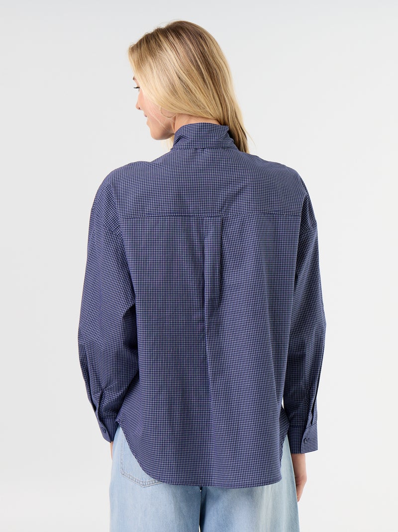 Camisa holgada de manga larga y cuello anudado Azul - Kiabi