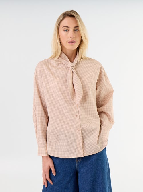 Camisa holgada de manga larga y cuello anudado - Kiabi