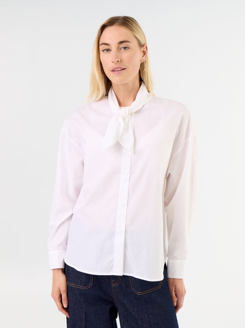 Camisa holgada de manga larga y cuello anudado - Kiabi