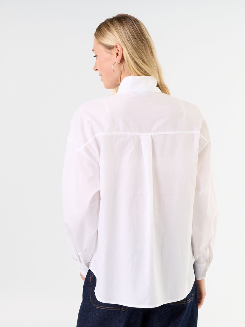 Camisa holgada de manga larga y cuello anudado Blanco - Kiabi