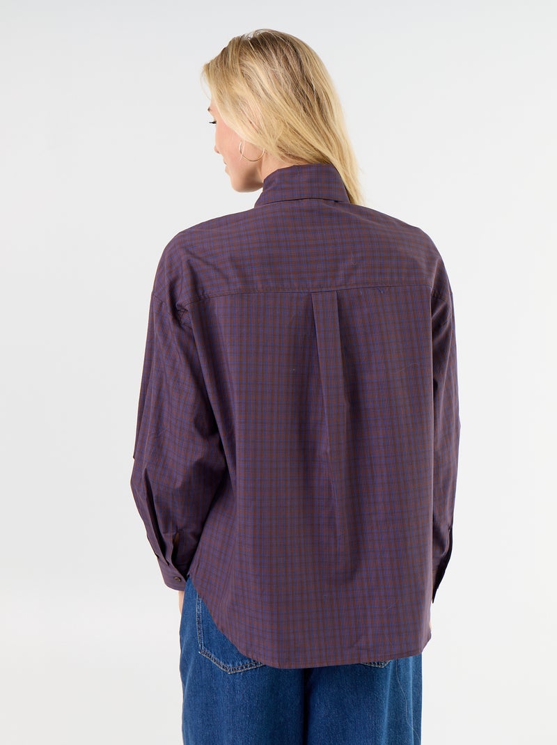 Camisa holgada de manga larga y cuello anudado Marron - Kiabi