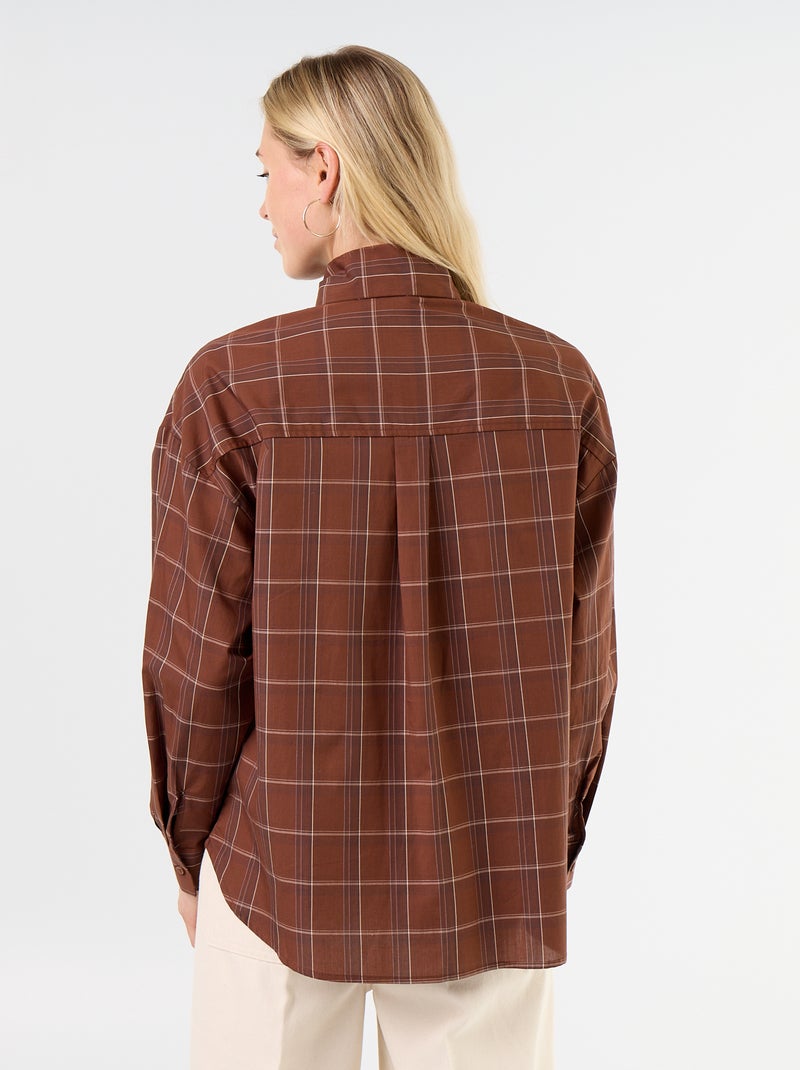 Camisa holgada de manga larga y cuello anudado Marron - Kiabi