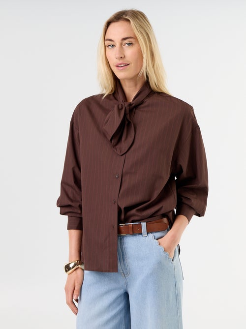 Camisa holgada de manga larga y cuello anudado - Kiabi
