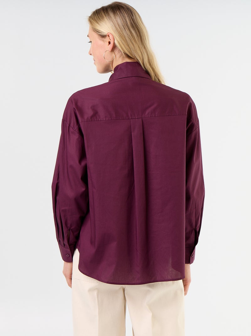 Camisa holgada de manga larga y cuello anudado Rosa - Kiabi
