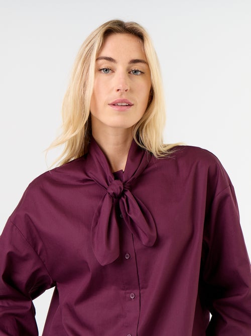 Camisa holgada de manga larga y cuello anudado - Kiabi