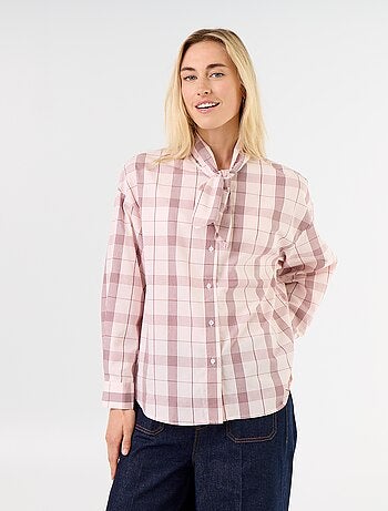 Camisa holgada de manga larga y cuello anudado