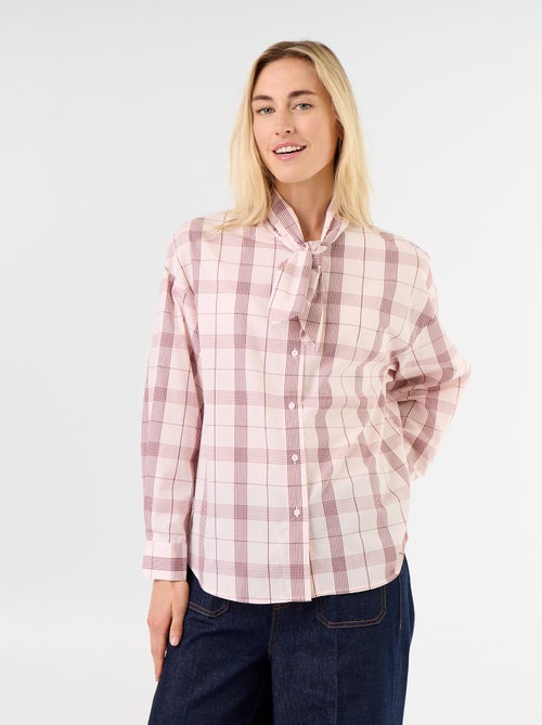 Camisa holgada de manga larga y cuello anudado - Kiabi