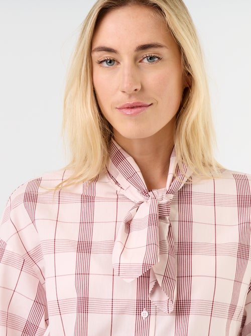 Camisa holgada de manga larga y cuello anudado - Kiabi
