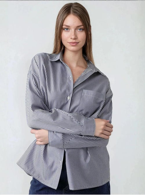 Camisa informal de oficina con cuello camisero hiccup - Kiabi Camisa informal de oficina con cuello camisero hiccup - Kiabi