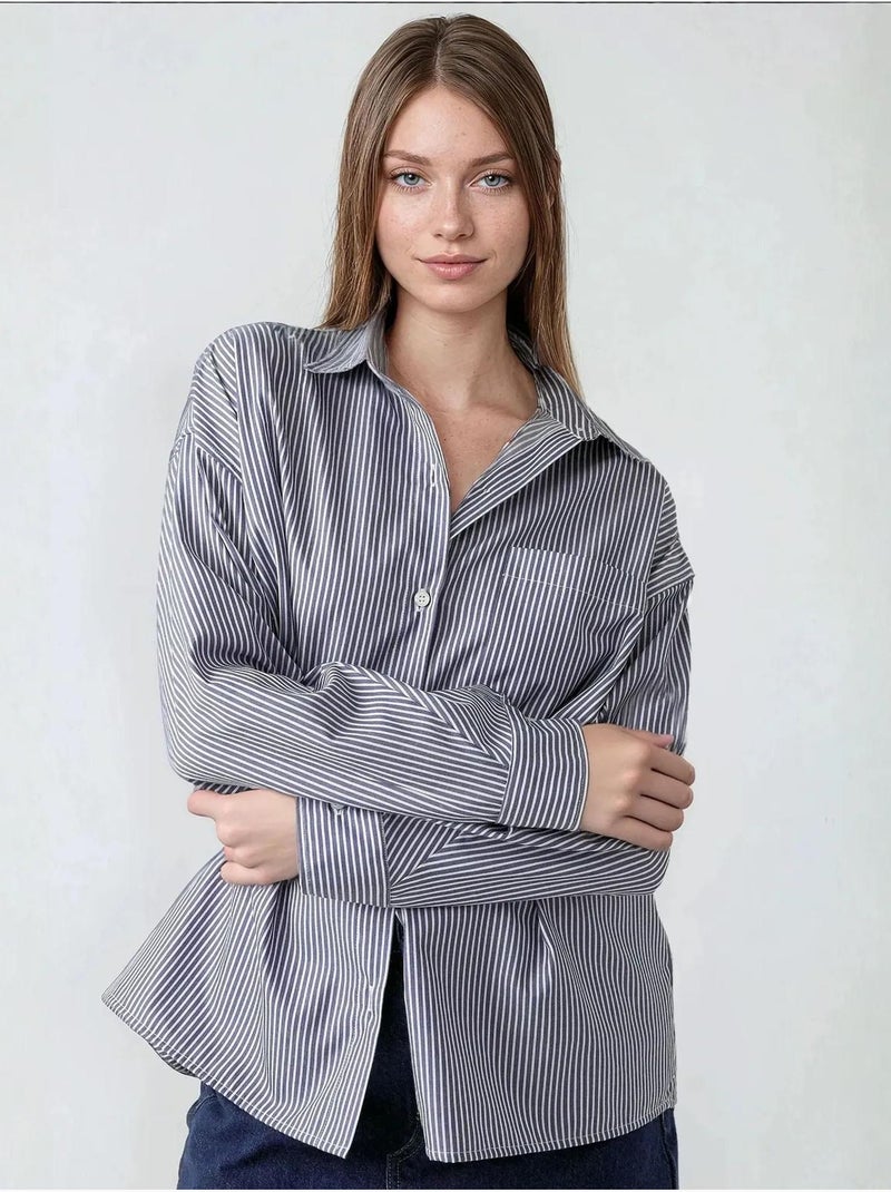 Camisa informal de oficina con cuello camisero hiccup Azul pastel - Kiabi