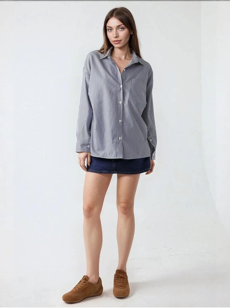 Camisa informal de oficina con cuello camisero hiccup Azul pastel - Kiabi
