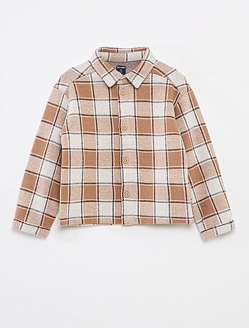 Camisa jacquard de cuadros en algodón
