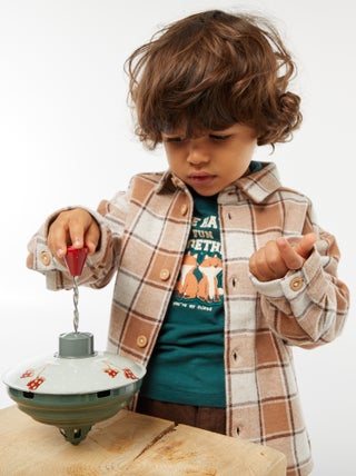 Camisa jacquard de cuadros en algodón