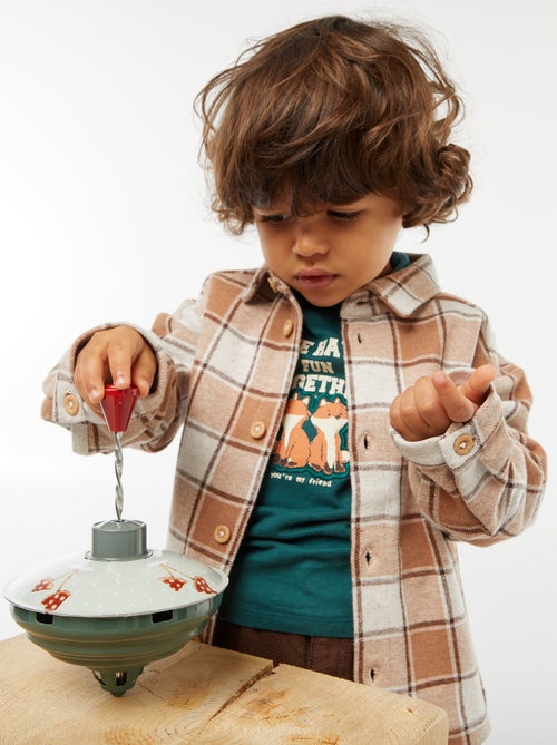 Camisa jacquard de cuadros en algodón - Kiabi