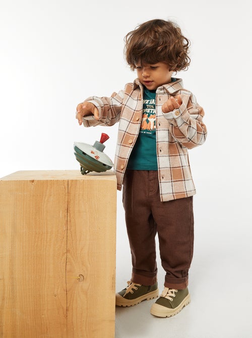 Camisa jacquard de cuadros en algodón - Kiabi