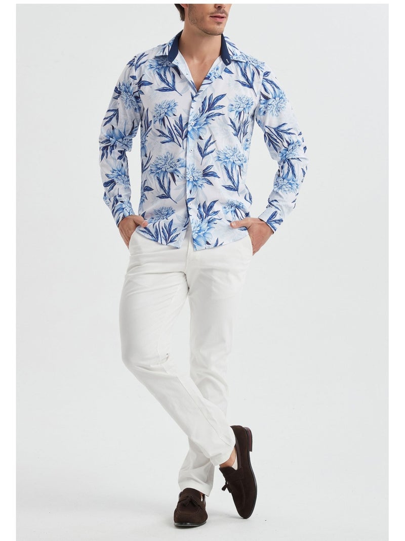 Camisa Kebello Blanco Azul - Kiabi