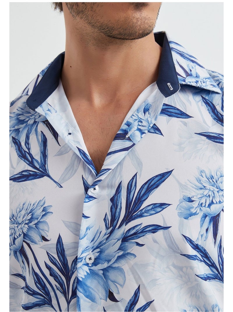 Camisa Kebello Blanco Azul - Kiabi